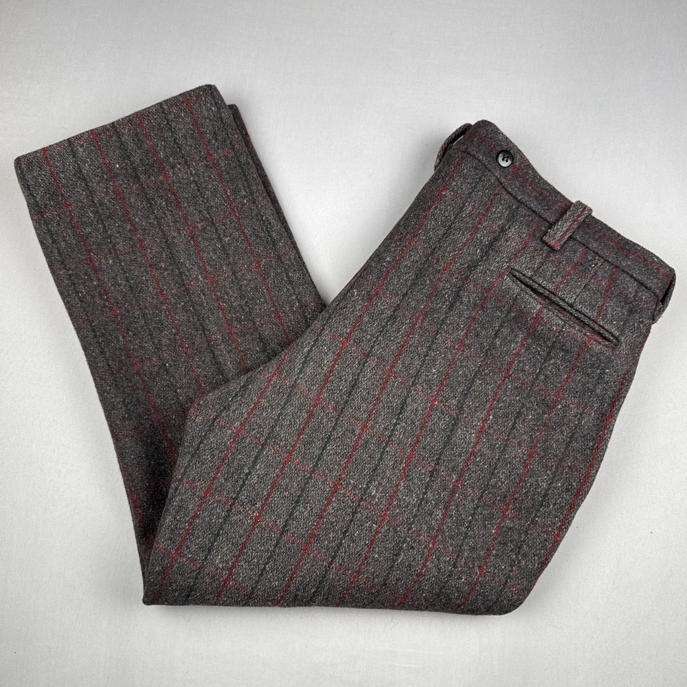 Vintage 50s 60s Northway Wool Plaid Pants Gray Red Green Hunting Trousers